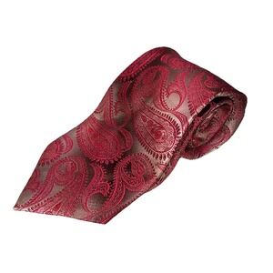 Corsini Men's All Silk Red & Gold Paisley Necktie 58"x3.75" Hand made Tie